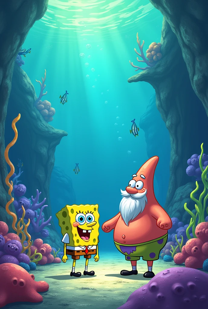 Spongebob with his grandparents to color that are similar to Spongebob who are in the sea