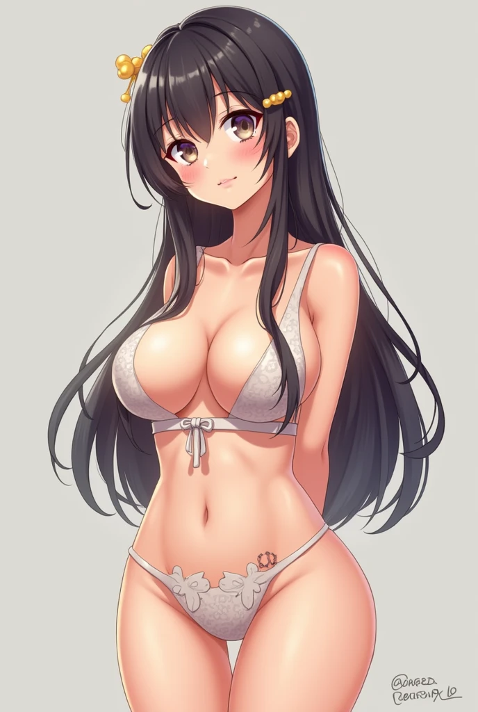 Generate a completely naked anime female character with big tits and big ass so that everything can be seen