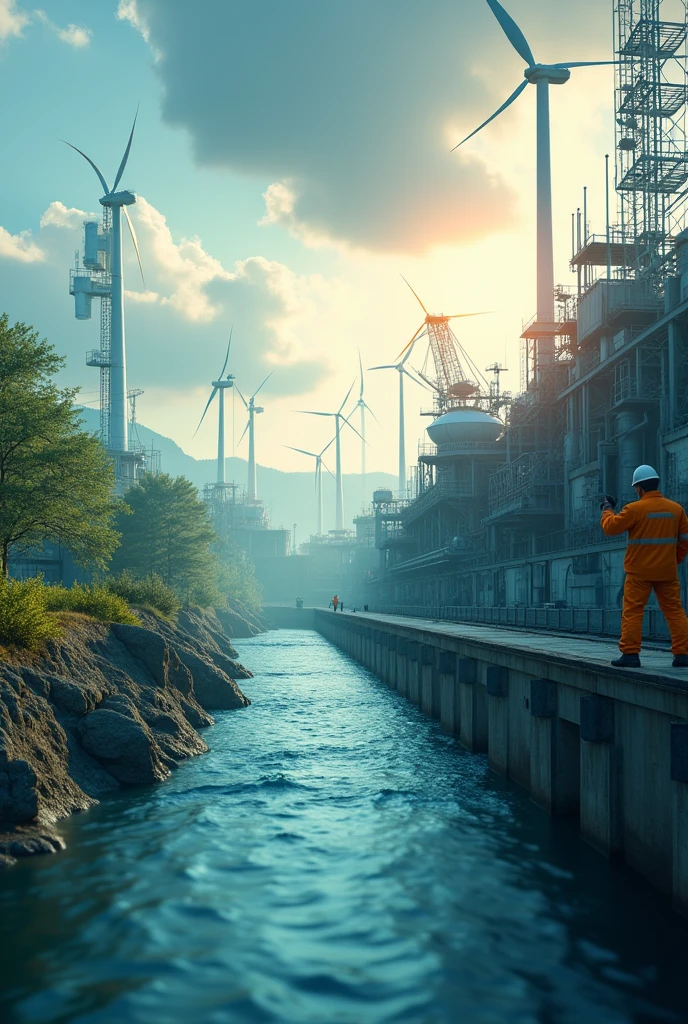 Images of the renewable energy sector.