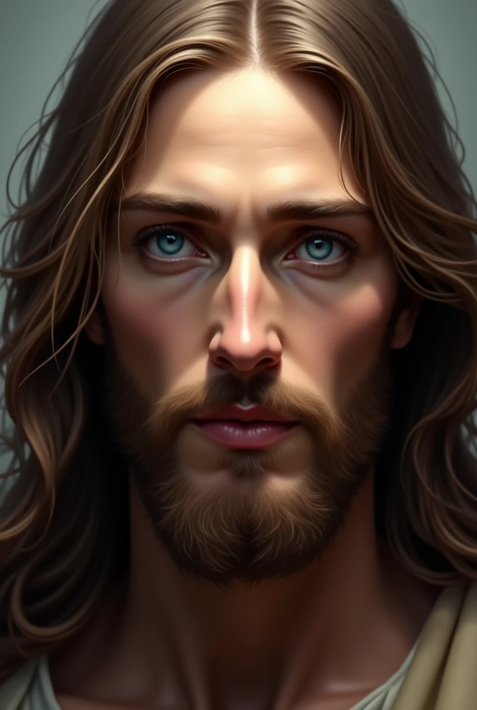 Jesus staring at you with blue eyes 