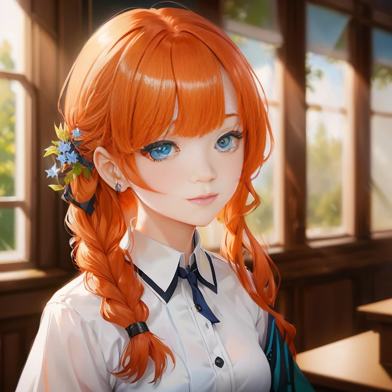 anime girl with long red hair and blue eyes in a school uniform, fine details. girls frontline, kawaii realistic portrait, from girls frontline, girls frontline cg, girls frontline style, painted in anime painter studio, girls frontline, smooth anime cg art, rin, girls frontline universe, beautiful anime portrait, detailed portrait of anime girl, made with anime painter studio