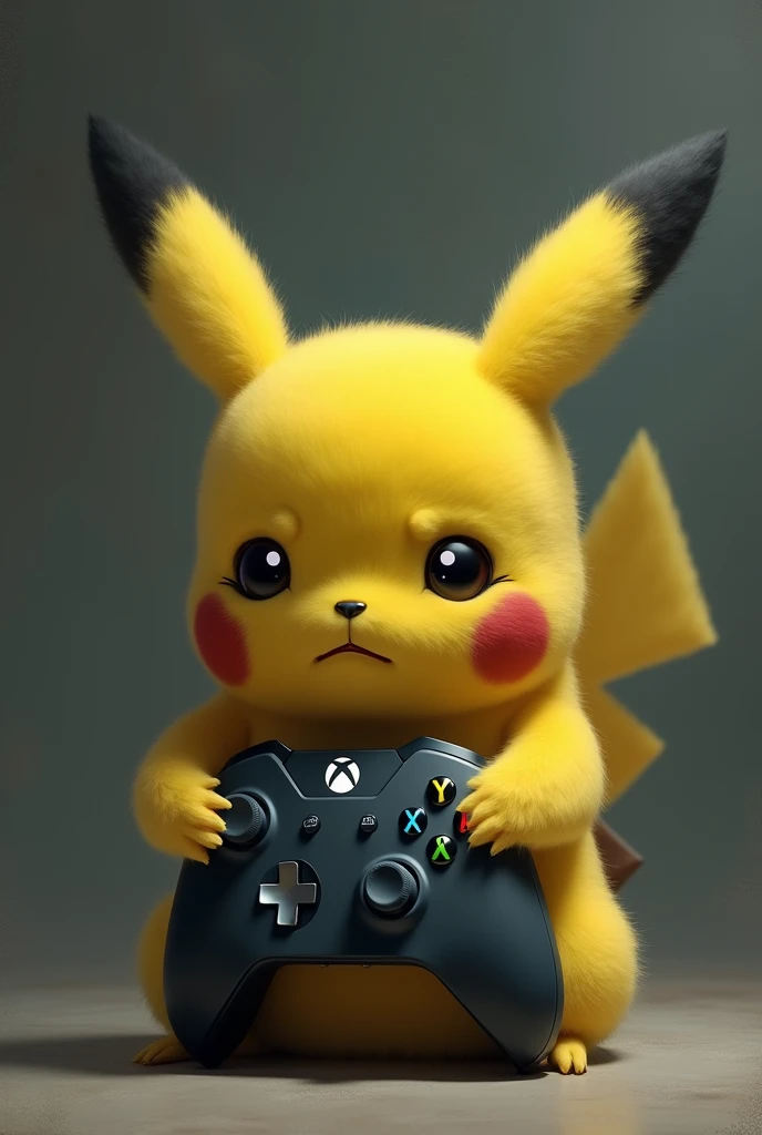 sad picachu with an xbox controller