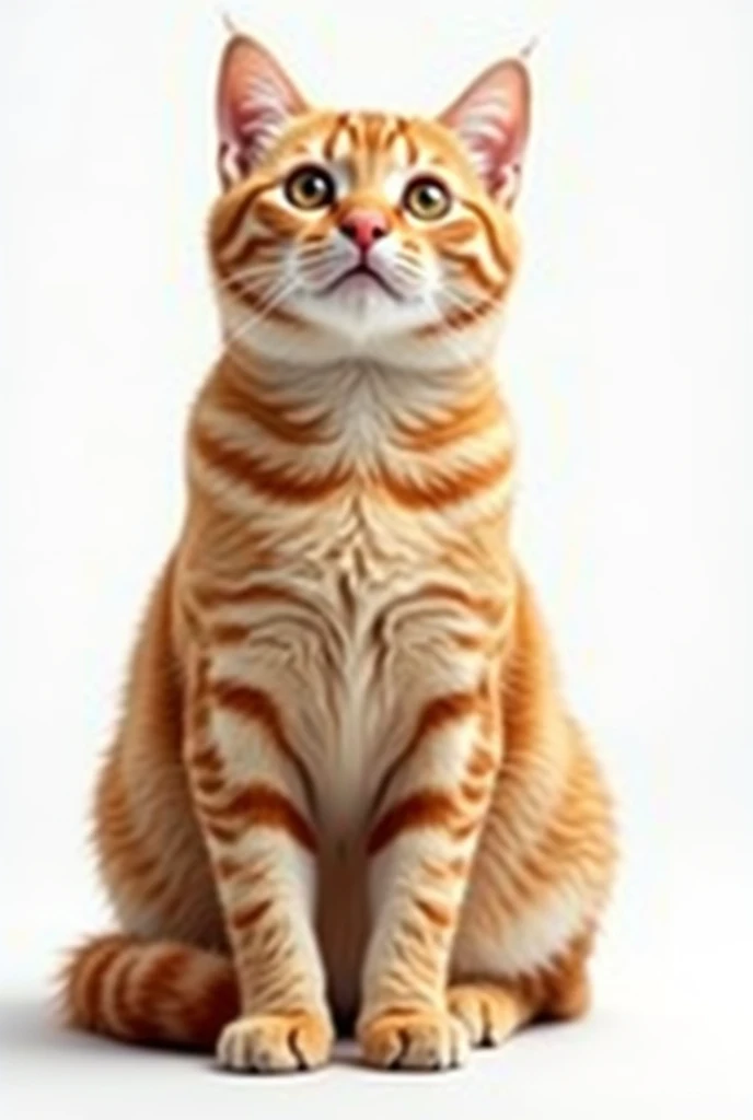 make a realistic cat with a white background that the cat is a breed "orange tabby"
of older age
