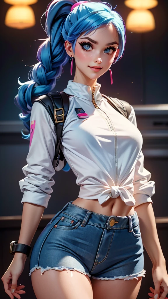 Image of Chloe Price costume in Overwatch - Character Creator Screen:

An intricately detailed, alluring portrait of Chloe Price, Donut Shop proprietor and protagonist from Life is Strange, as she adopts her Overwatch character. This breathtaking image, rendered in 8K high quality, is reminiscent of a stunningly realistic photo, showcasing Chloe's youthful visage, with her distinct strikingly blue eyes and a hint of her signature mischievous smile.

Positioned in the Overwatch character creator screen, the design of her costume is faithful to her original appearance - a long-sleeved purple top, distressed denim shorts