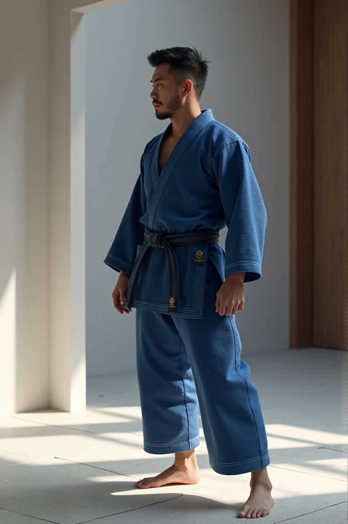 Make me wear a three-degree blue belt judo kimono