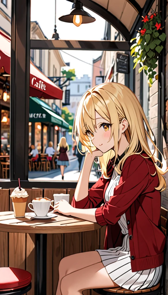 Beautiful and blond, date, cafe