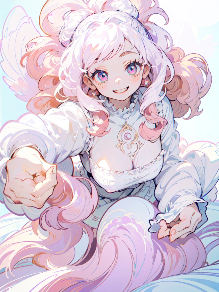 on all fours, big tits, showing the tongue

School wear(masterpiece,Highest quality, Very detailed, beautiful, Exquisite, 16K, Full HD), ((smile,Happy:1.5)),((Frills)), (Pink medium hair,Wavy Hair,Fluffy hair),(White skin,lavender eyes, Long eyelashes, Big eyes,Pale pink cheeks), (pastel colour,Fantasy art:1.2), (White Background:1.8) 