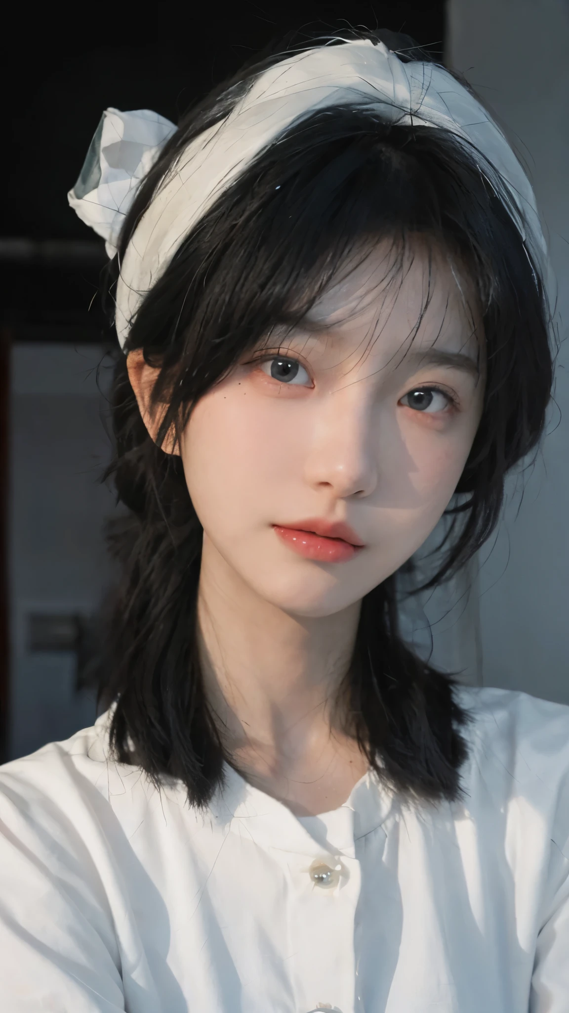 Best quality,Ultra-high resolution,(lifelike:1.4),Cute hairpin,2girll,Sparkling eyes,Short blue hair,jk,Snow-white skin,Blush,Slim beauty,At school,Ultra-fine face,Exquisite eyes,Double eyelids,