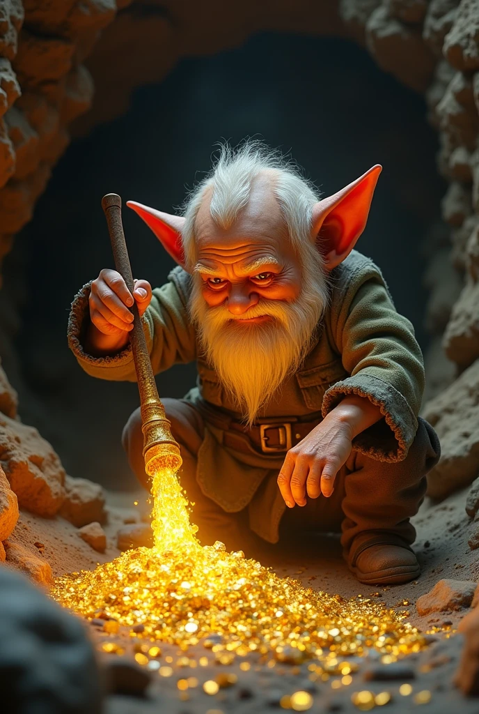 dwarf extracting gold from a mine
