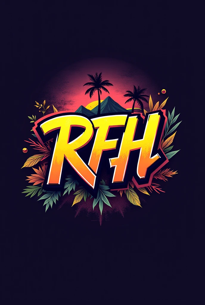 Generate me a logo that has the initials RFH to use as a reggaeton artist