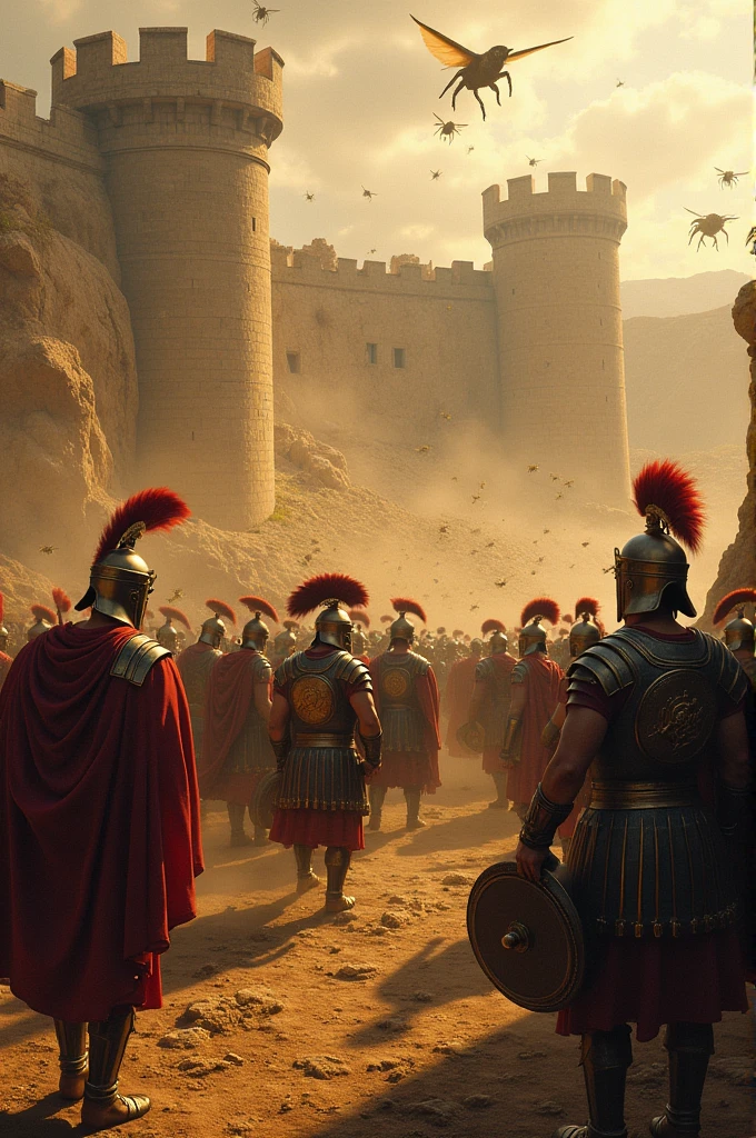 Romans in epic battle throw beehives from fortresses against desperate enemy