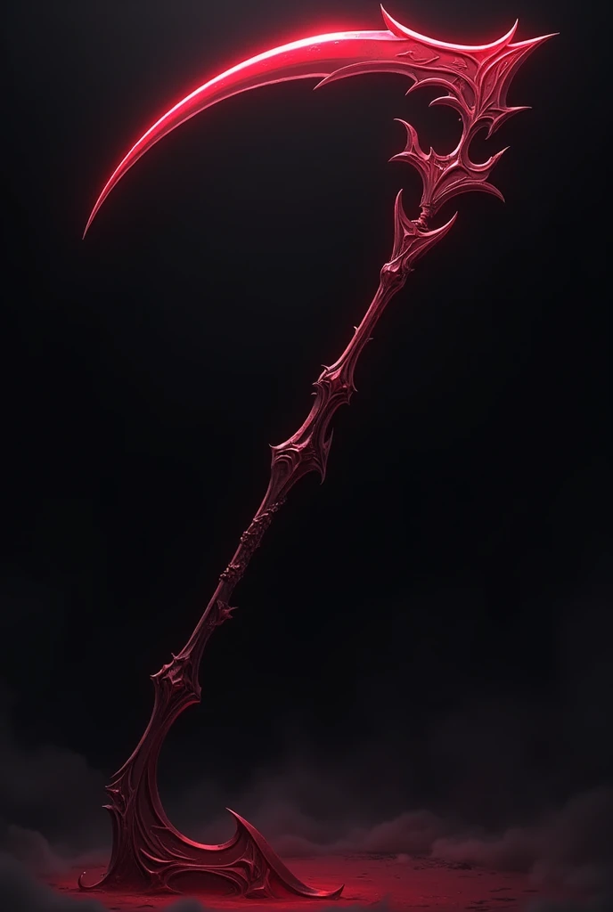 Scythe with only one pick, that looks like anime, Dark red color with storage case, that comes out complete