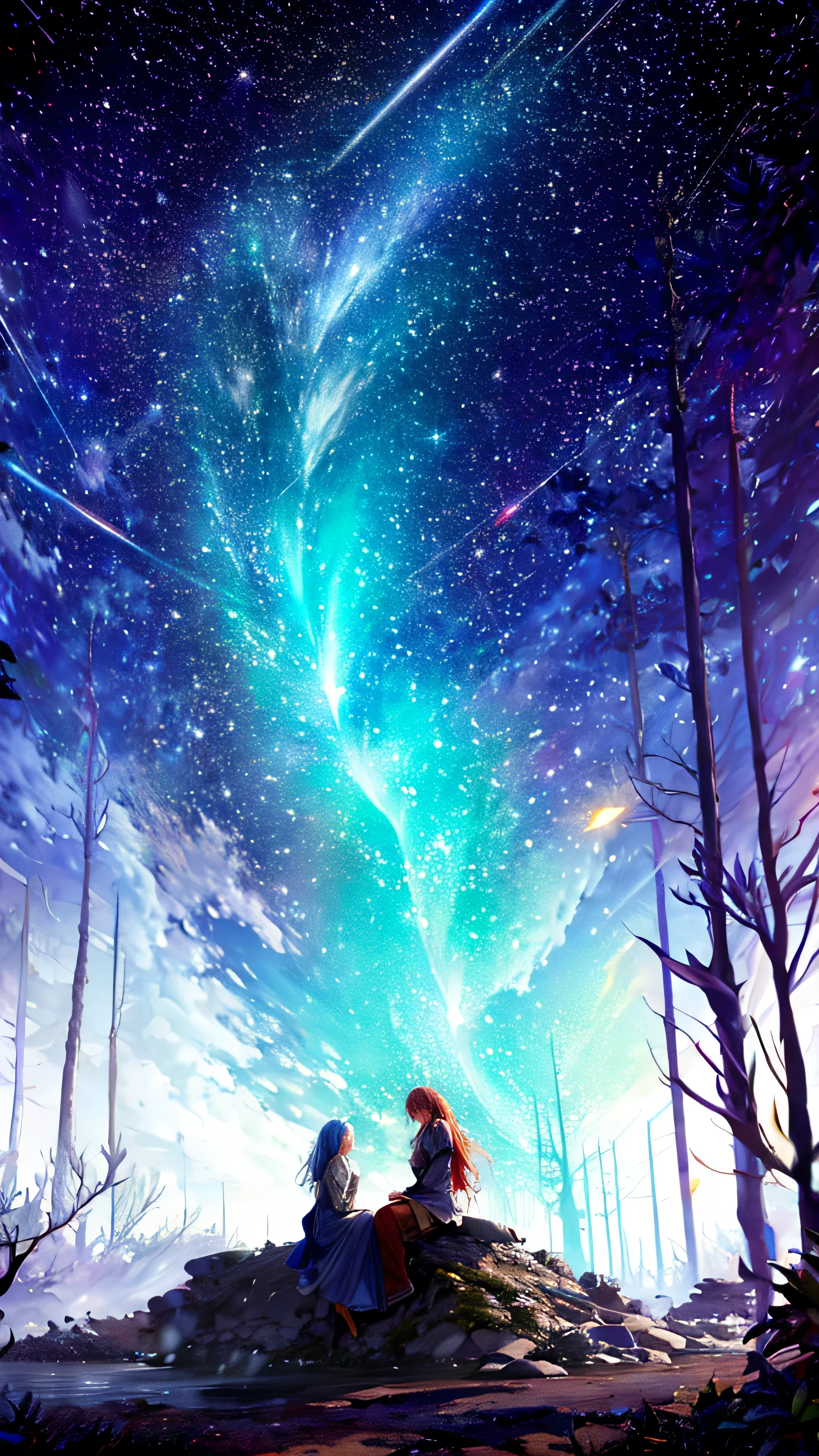 Scene 3: Dream Tree Description: In the center of the garden, Haya comes across a large, majestic tree with leaves that shine like stars... The tree has low branches, Perfect for a break. Haya is sitting on a branch, Watching the stars dancing in the night sky. The environment is calm、The soft light creates a halo around the tree.。.. Little magical creatures fly around, Add a touch of magic to your scene.masterpiece,best quality,ultra detailed,high-resolution,8k portrait,unity 8k wallpaper,extremely detailed CG unity 8k wallpaper,mysterious,Fantasy,emotional