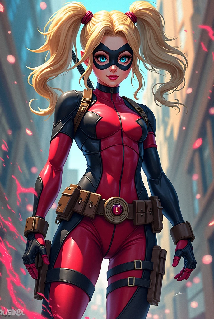 Hija de deadpool y Harley Quinn en my hero academia 
