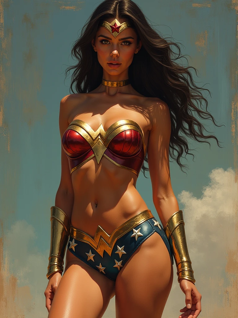 Wonder Woman in a sensual and revealing bikini in a profile picture 