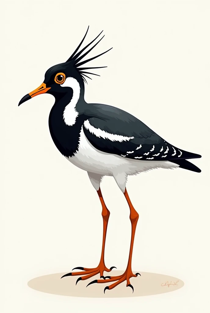 graffiti art/digital drawing of a lapwing, bird of the Rio Grande do Sul, Simpler, but just like the real bird