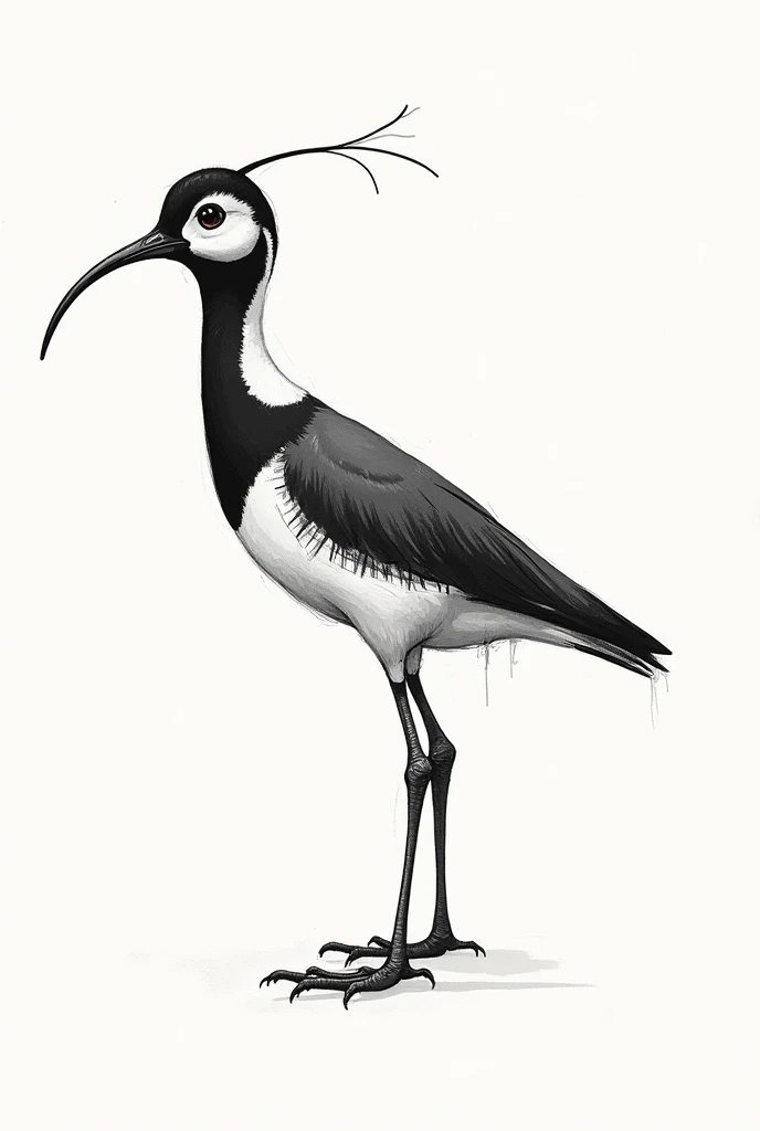 graffiti art/sketch drawing of a lapwing, bird of the Rio Grande do Sul, Simpler, but just like the real bird