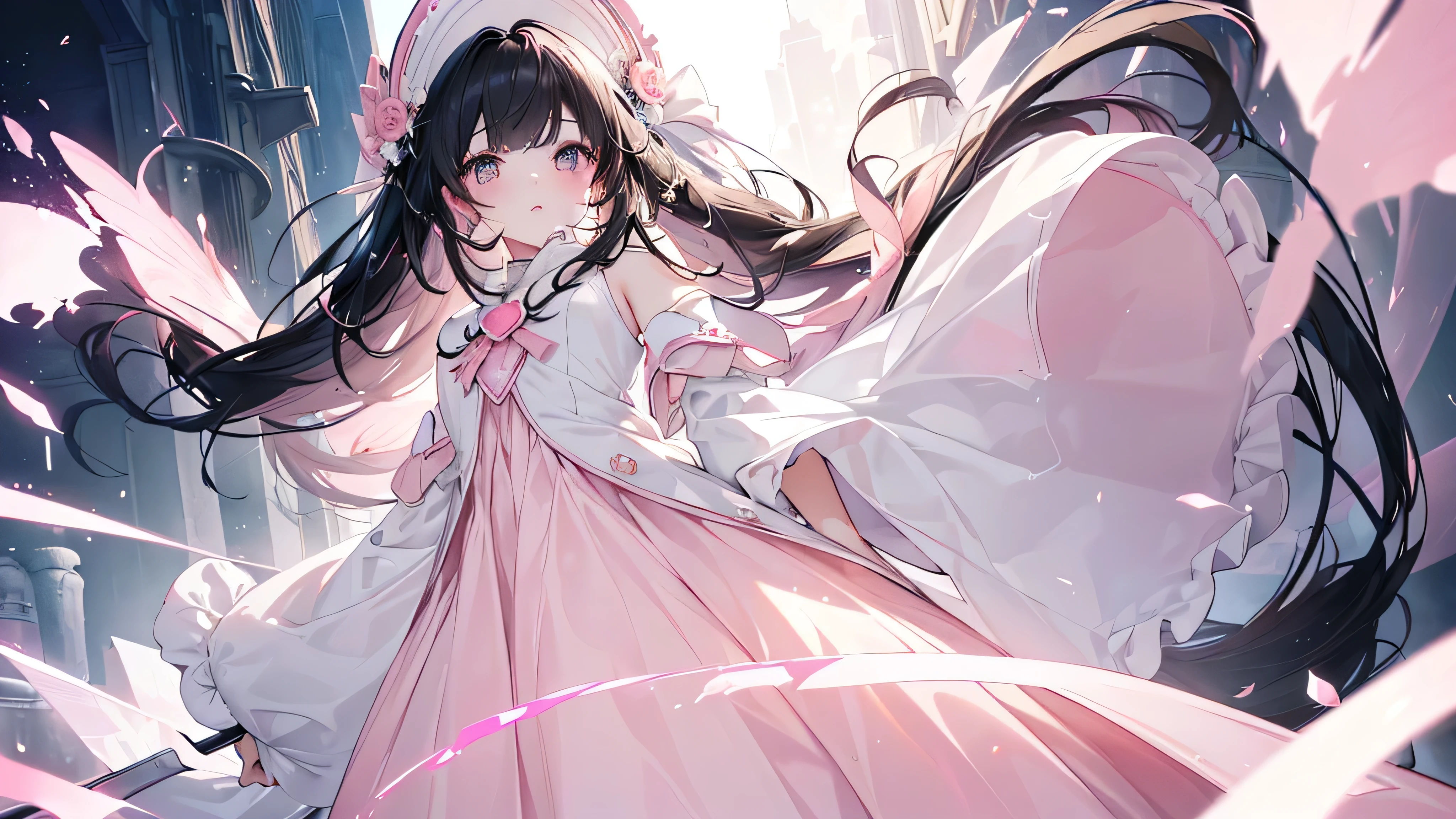 (Great impact,profile,), ((Beautiful eyes,Highest qualityの目)), (((Serious,Angle from below,Black Hair,))), (((Highest quality、masterpiece、Ultra-fine、Ultra-fine、Exquisite、16K、Full HD,high school girl))) 、Long eyelashes、White skin、(thin and long)、 ((cute)) ((One person), (epic proportion,)、(Pale pink lips、Pale pink cheeks、thin and long)、Dynamic lighting,(Let your heart's cry out, speak your true feelings out loud, don't worry about what others think, express your emotions as they are, a fresh wind will blow through your heart, and you'll take a new step forward.)