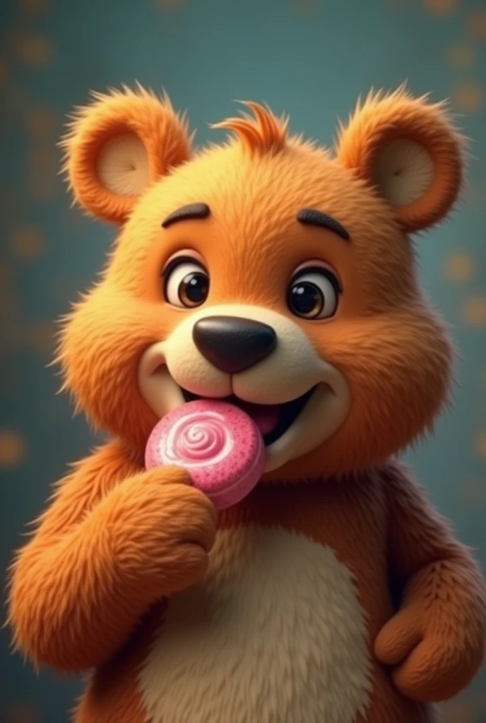 animated bear eating candy gum