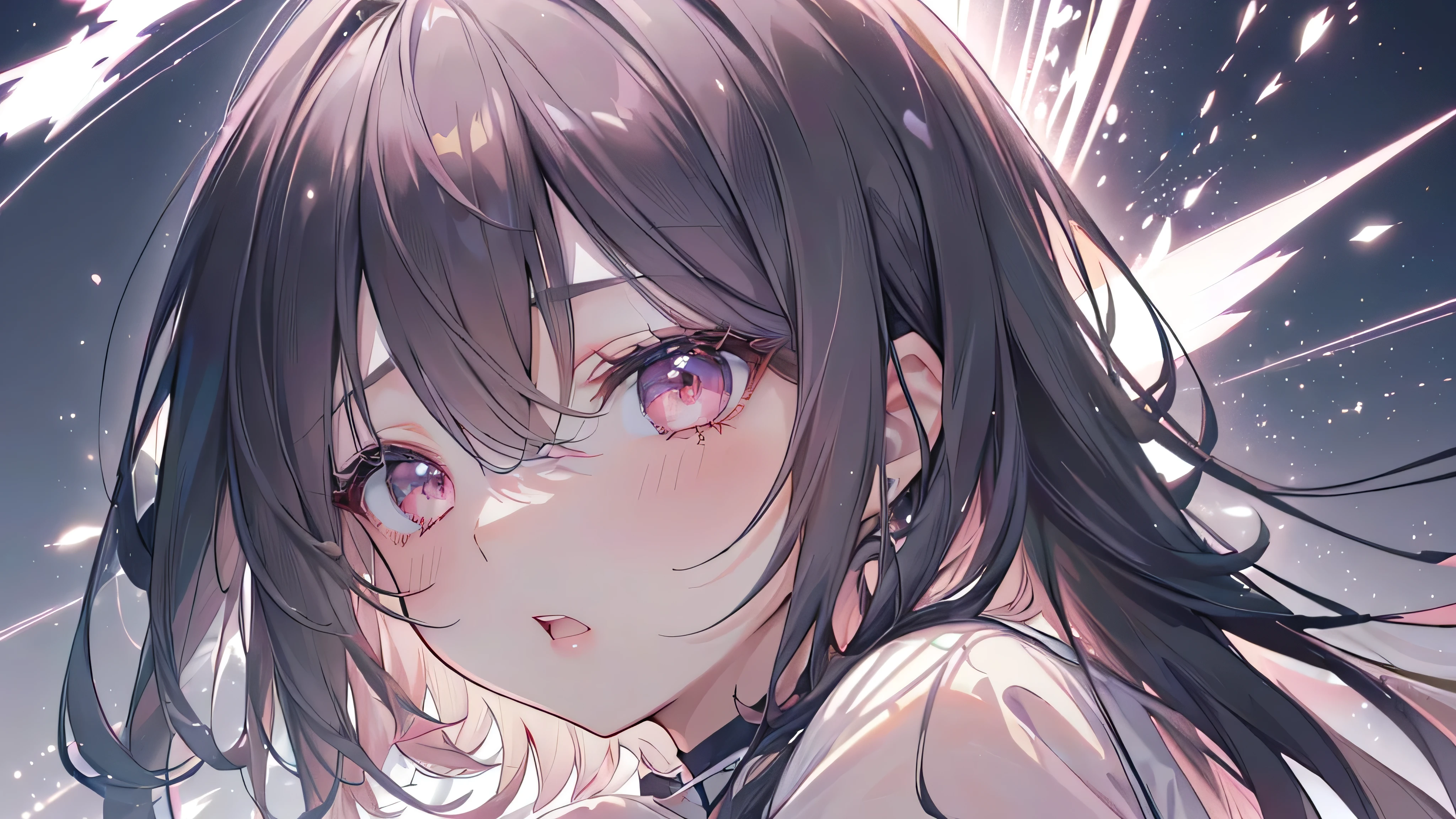 (Great impact,profile,Scream,,), ((Beautiful eyes,Highest qualityの目)), (((Serious,Scream,anger,Angle from below,Black Hair,))), (((Highest quality、masterpiece、Ultra-fine、Ultra-fine、Exquisite、16K、Full HD,high school girl))) 、Long eyelashes、White skin、(thin and long)、 ((cute)) ((one person), (epic proportion,）、(Pale pink lips、Pale pink cheeks、thin and long)、Dynamic lighting,（Let the screams of your heart resonate, speak your true feelings out loud, don&#39;t worry about what others think, express your emotions as they are, a fresh wind will blow through your heart, and you&#39;ll take a new step forward.）