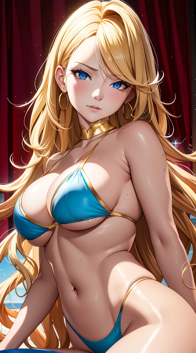 (best quality:1.5, highres, UHD, 4K, detailed lighting, shaders), yellow wavy hair, gradient hair, large breasts, suit, red bra, red string, mature woman , (pov), white background, colorful eyeshadow, dramatic lighting, sparkling eyes, sensual expression, golden earrings, flowing hair, delicate facial features, soft skin, high cheekbones, urban setting, white background, dont look for the camera, lean forward,