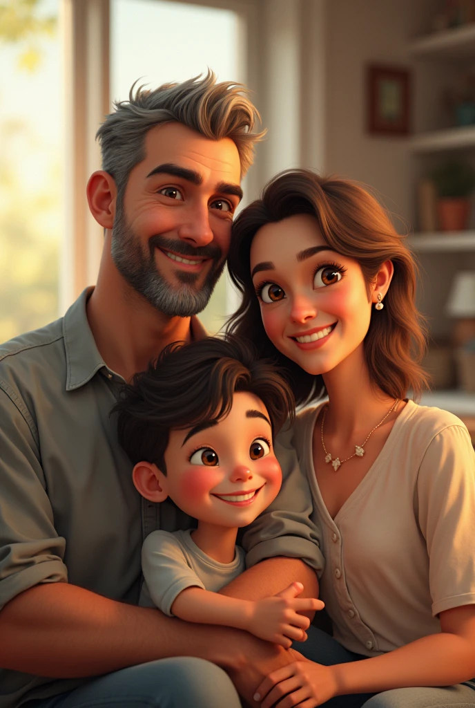 Draw a dad, a mom, a teenage brother and a boy
