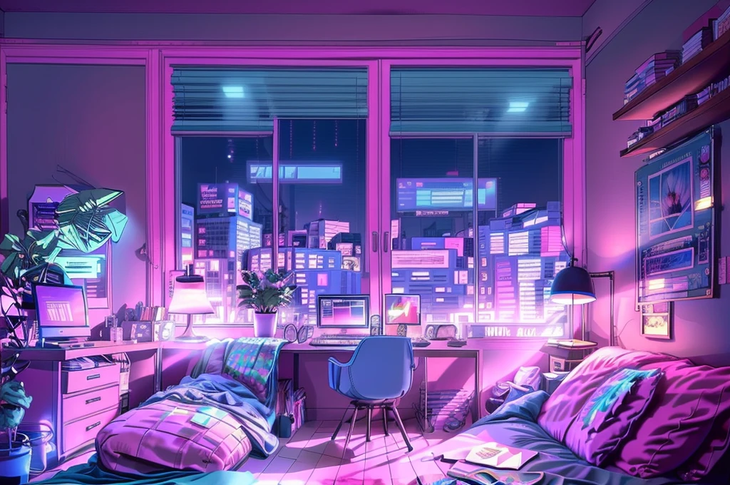 One is a trader, pink theme, anime styling, computer, livingroom, in the computer screen is chart stock night light , (highy detailed:1.2), (warm light:1.2), work of art, ultra realistic,32 mil, Extremely detailed CG 8k unity wallpaper, best qualityer (work of art,best qualityer:1.5)