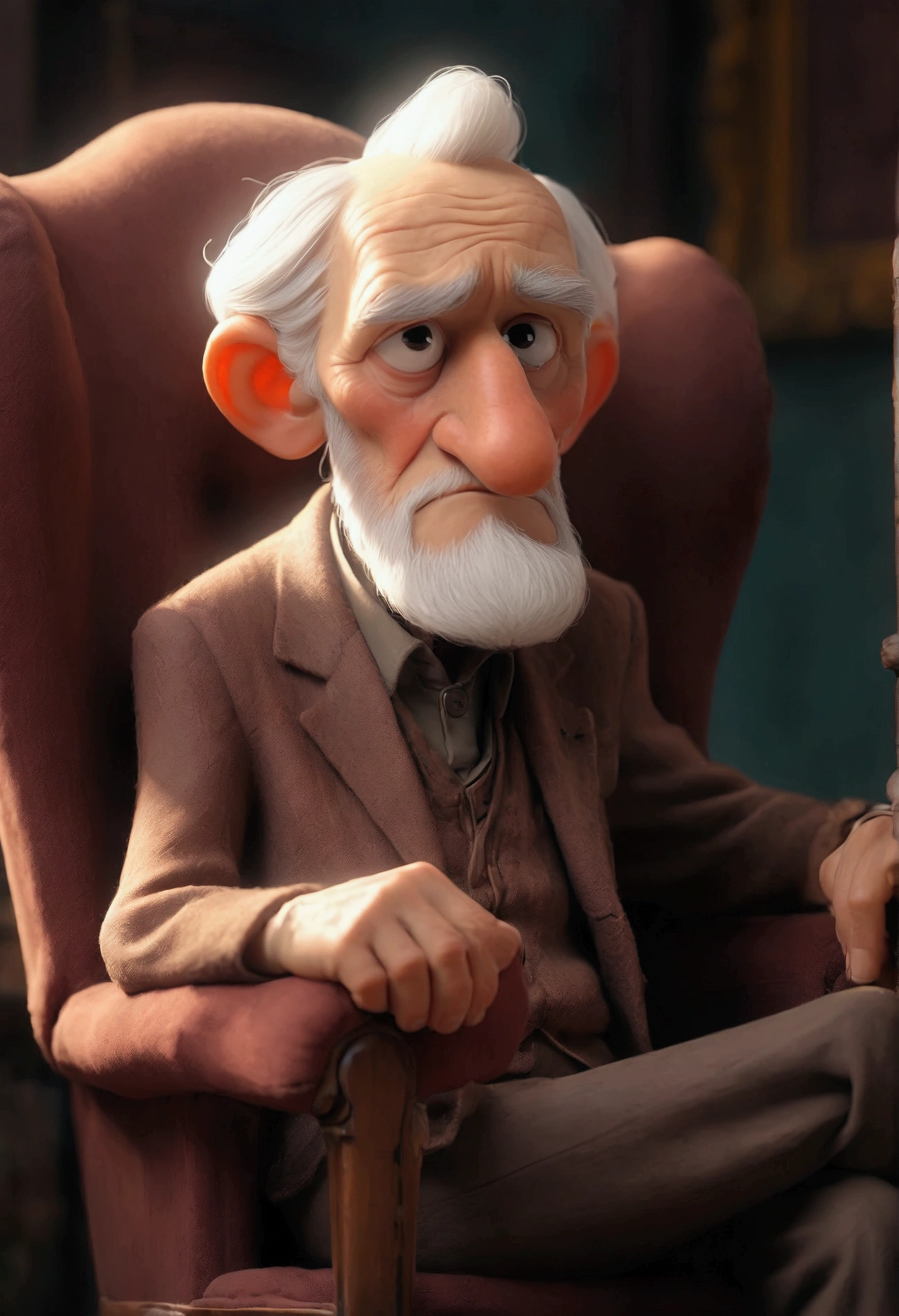 An old man sitting in a chair