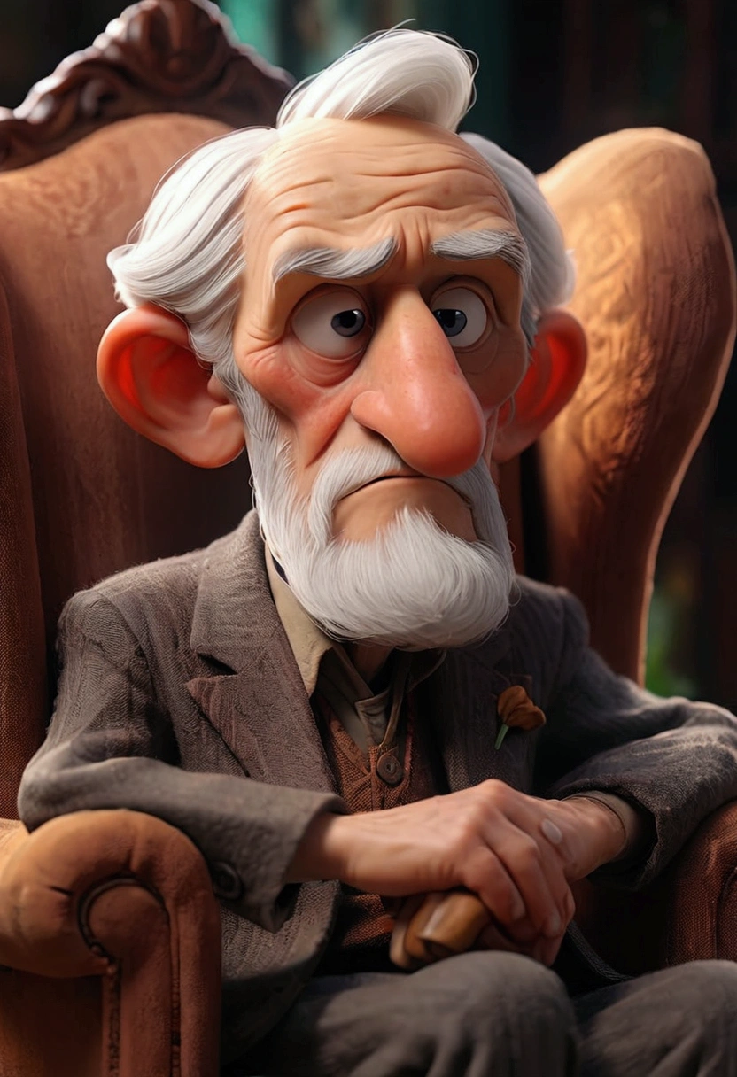 An old man sitting in a chair