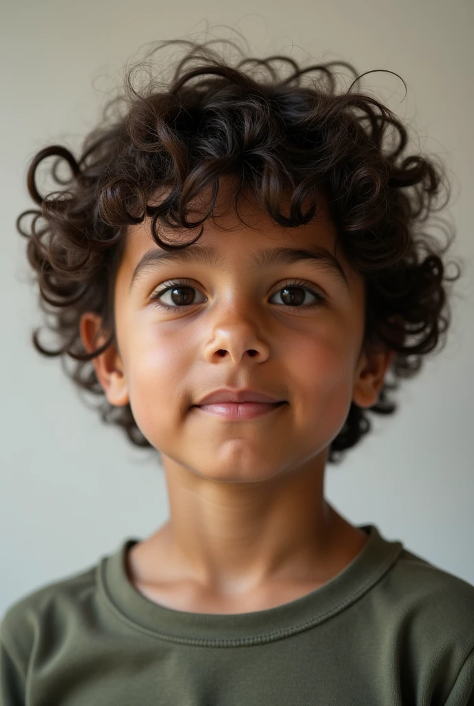 A boy with short curly hair 