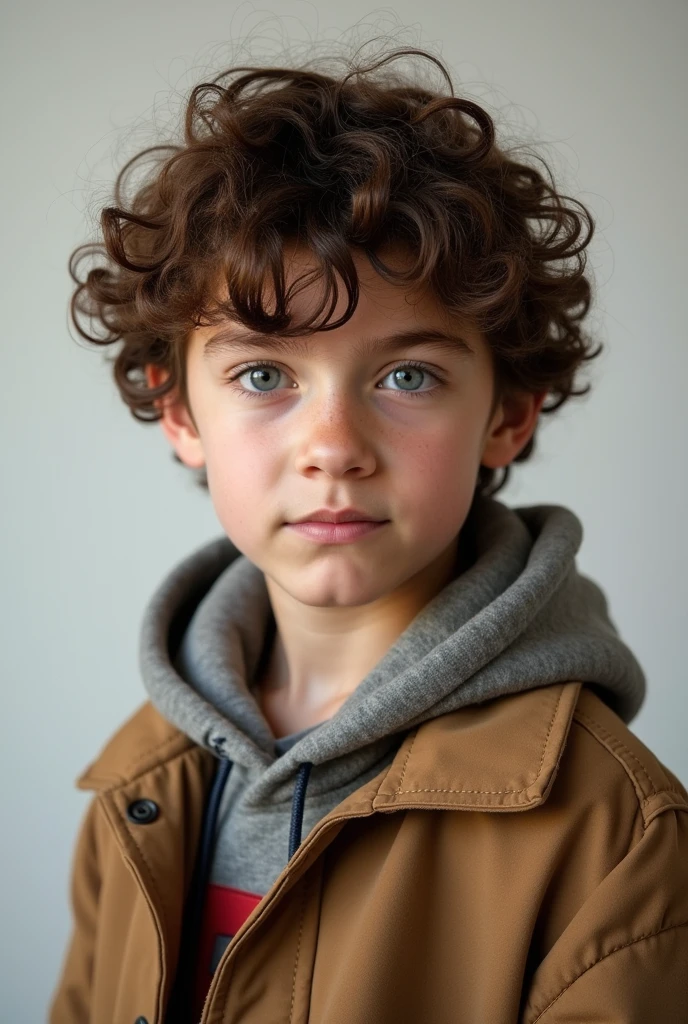 A boy with short curly hair 