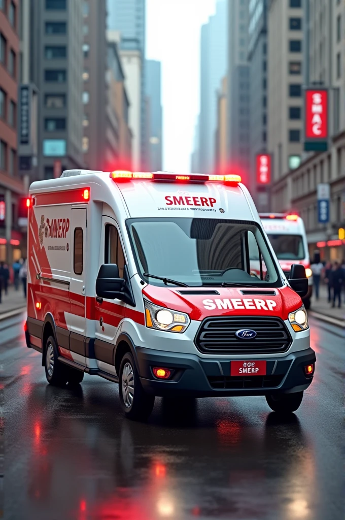 Generate an ambulance with the SMEERP logo