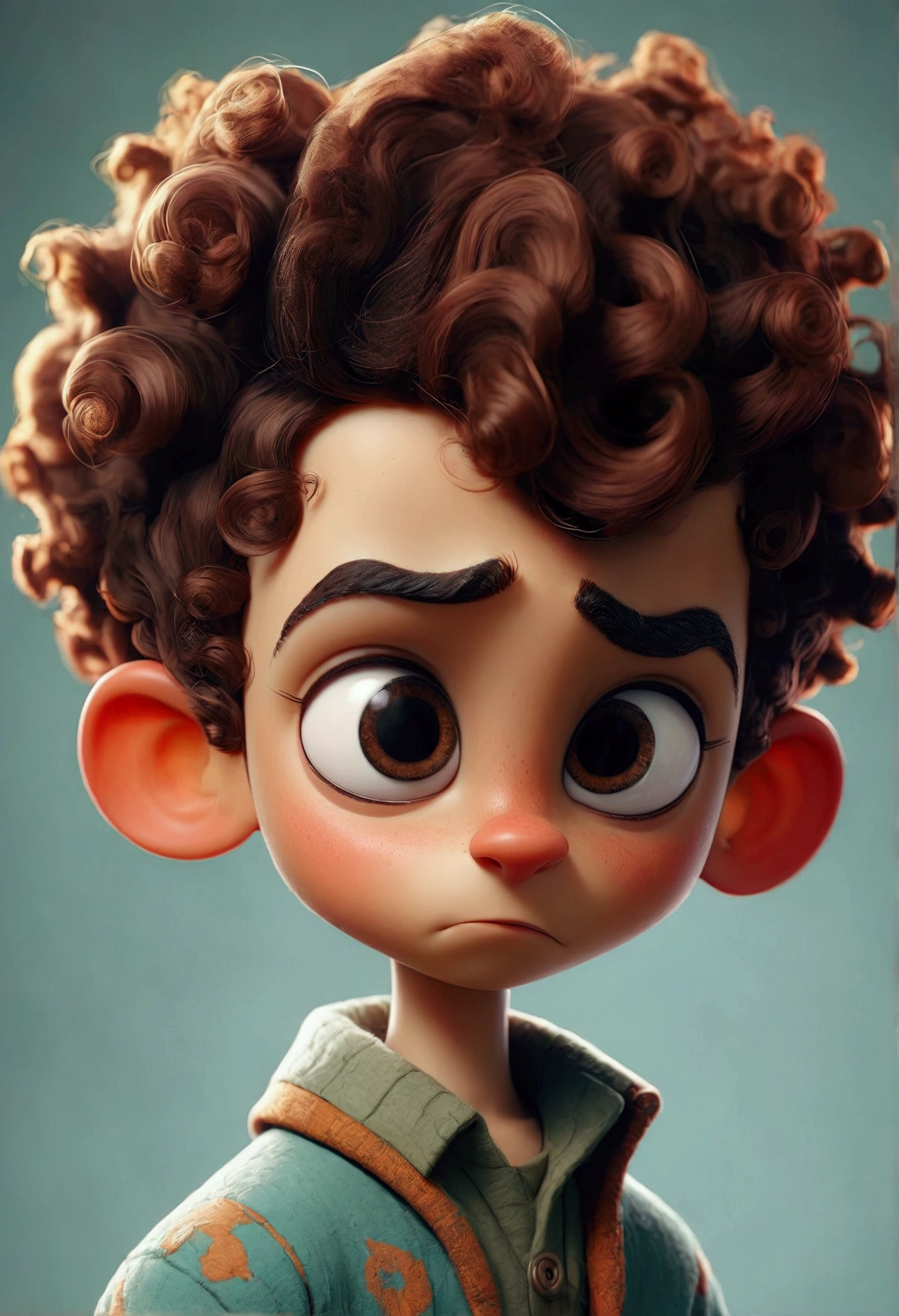 Boy with short curly hair