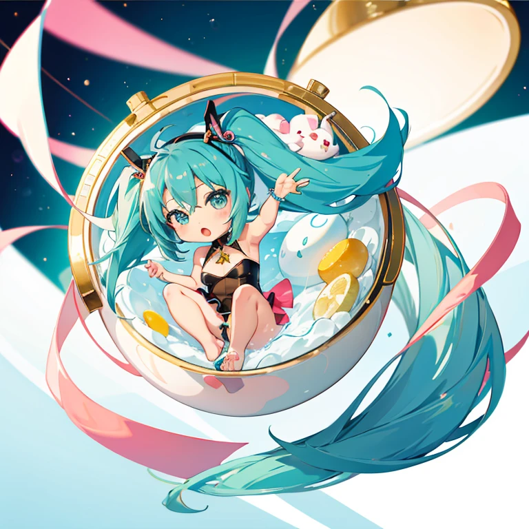 (chibi:1.5), Bunny girl, Hatsune Miku, full body, 1girl, Big Eyes, (masterpiece), highest quality