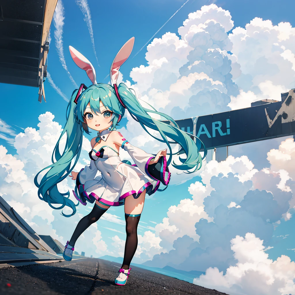 (chibi:1.5), Bunny girl, Hatsune Miku, full body, 1girl, Big Eyes, (masterpiece), highest quality