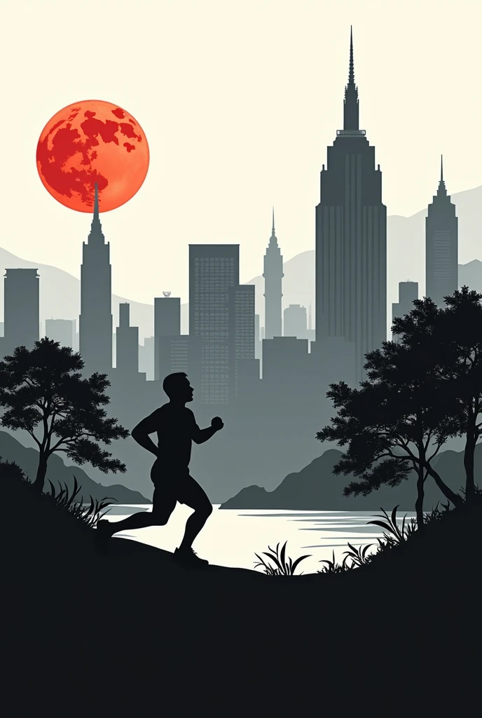 Silhouette Art。PAPERCUT。simple。Solid black。Buildings。City。equalizer。running。Landscape