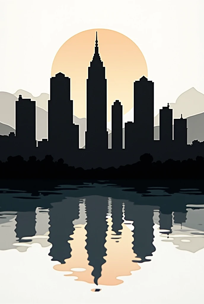 Silhouette Art。PAPERCUT。simple。Solid black。Buildings。City。equalizer。Landscape。