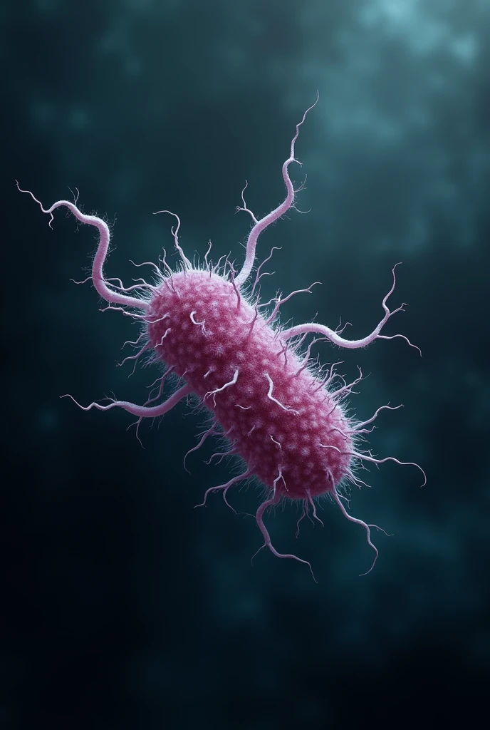 An artistic representation of the bacterium Treponema pallidum that causes syphilis, on a dark and mysterious background.