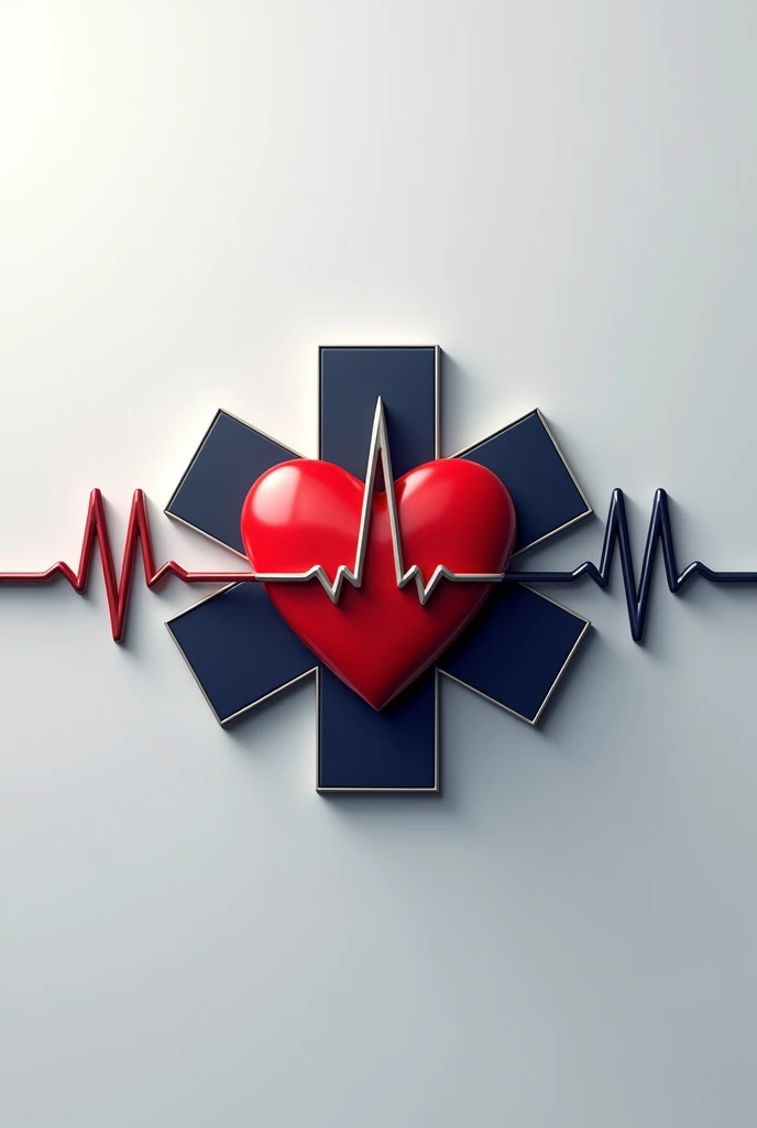 An ambulance cross logo with a heart and an electro line all together 