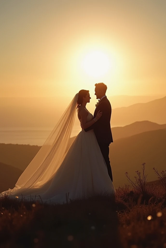 Newly married couple, In the distance, shadow