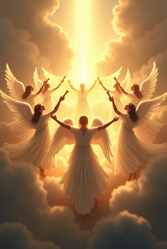 7 angels blowing 7 trumpets in heaven Revelation