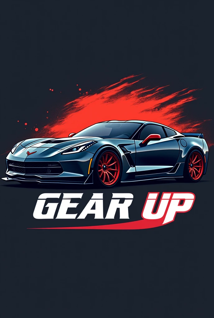 Generate a logo of a group of cars with the word “Gear Up”