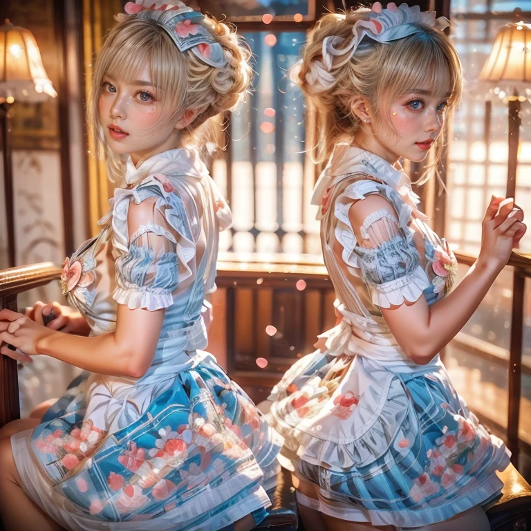 SFW, (Extremely Detailed((Kawaii Maid Group in a row:1.37))), Childish perfect face, Reflective Eyes, Detailed(Delicate Clothing textures), Dynamic Joyful Expressions LifeLike Rendering, (Specular Reflection:0.2), TopQuality 8K Ultra-detailed masterpiece (ProfessionalPhoto:1.37), (Acutance:0.8), (Luminism:1.28), (Renaissance art style), (Light particles:0.75), (Muscle:-0.5), ((Full body from side))