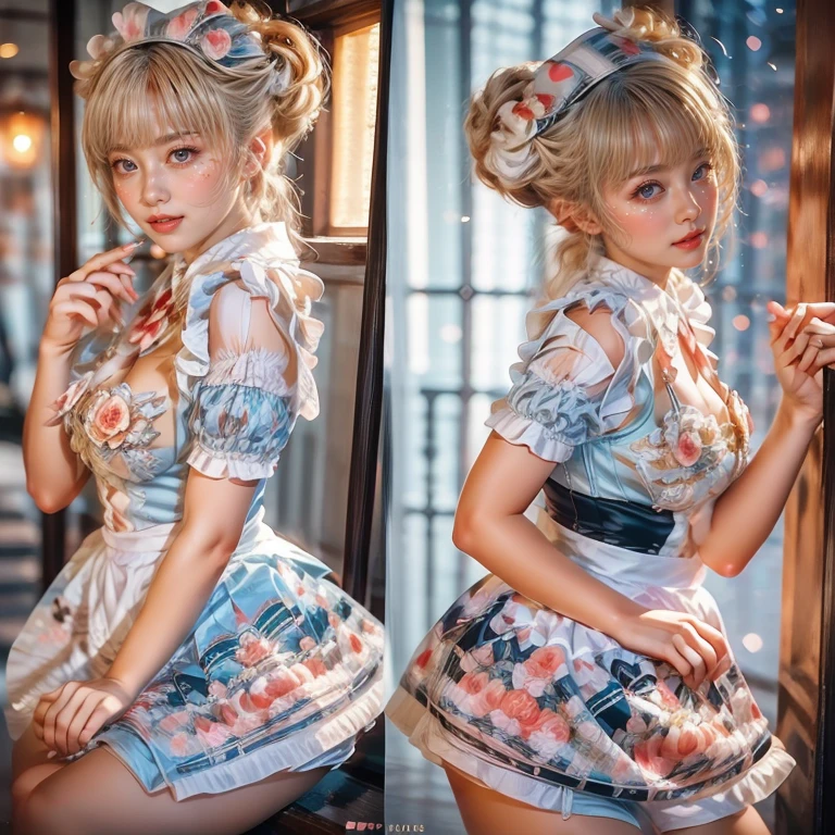 SFW, (Extremely Detailed((Kawaii Maid Group in a row:1.37))), Childish perfect face, Reflective Eyes, Detailed(Delicate Clothing textures), Dynamic Joyful Expressions LifeLike Rendering, (Specular Reflection:0.2), TopQuality 8K Ultra-detailed masterpiece (ProfessionalPhoto:1.37), (Acutance:0.8), (Luminism:1.28), (Renaissance art style), (Light particles:0.75), (Muscle:-0.5), ((Full body from side))