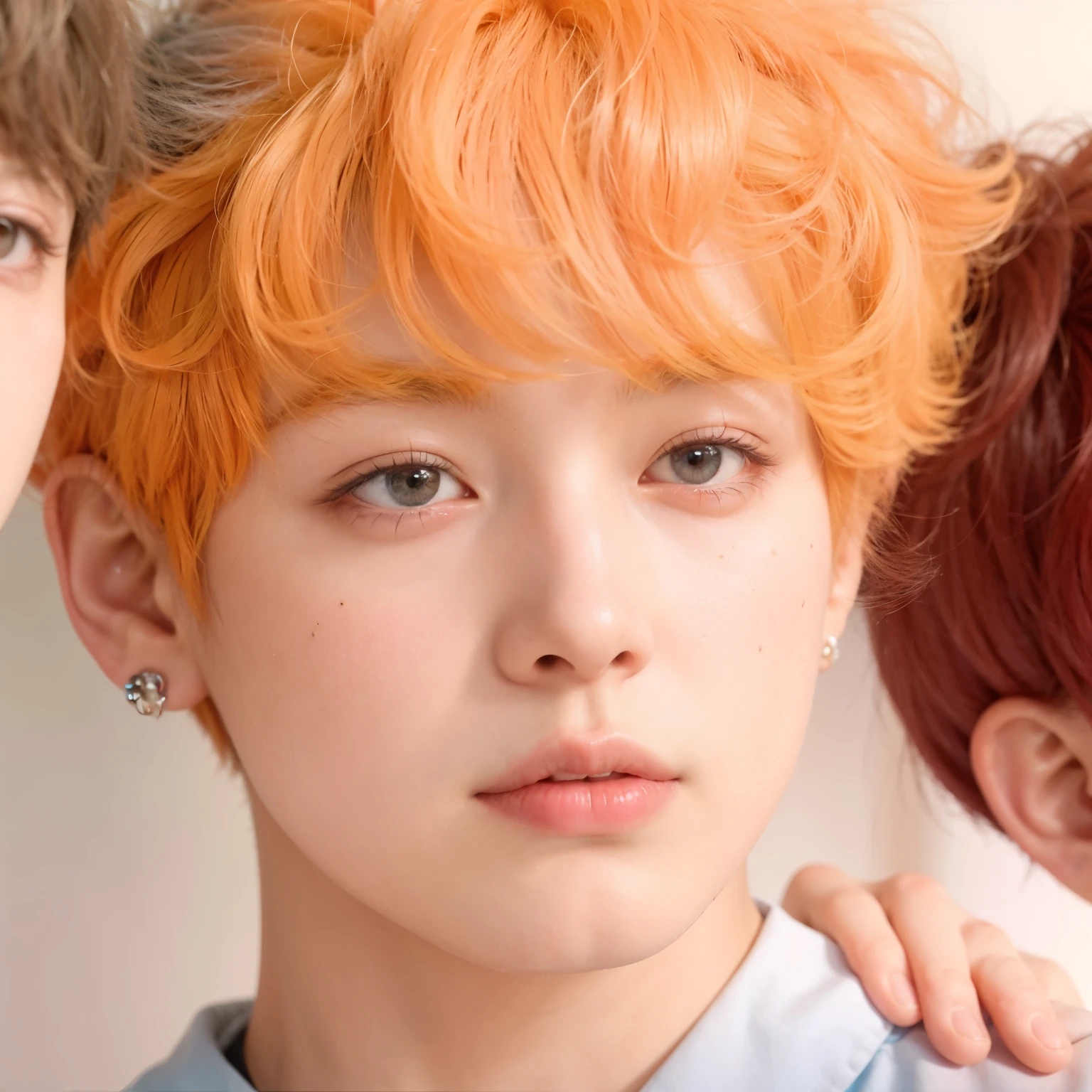 Arafa woman with colored hair sitting at a table, jung jaehyun, adorable and pale korean face, ulzzang inteligente, Kim Doyoung, with short hair, jossi do blackpink, Hong Jun Hyung, Tae June Kim, ulzzang, the hime cut, Jaeyeon Nam, xqc, park jimin, tomboy short platinum hair