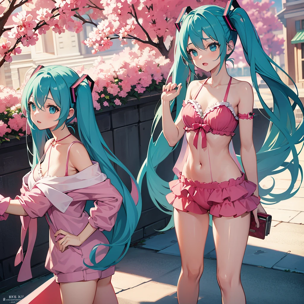 Hatsune Miku in tight pink lingerie