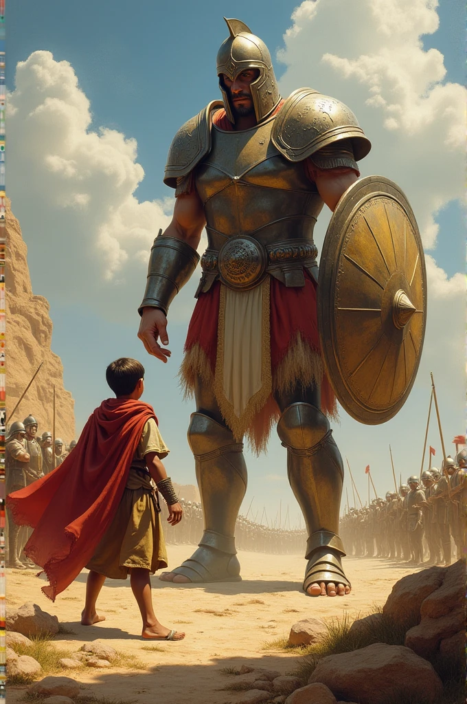 David in front of Goliath from the Bible 