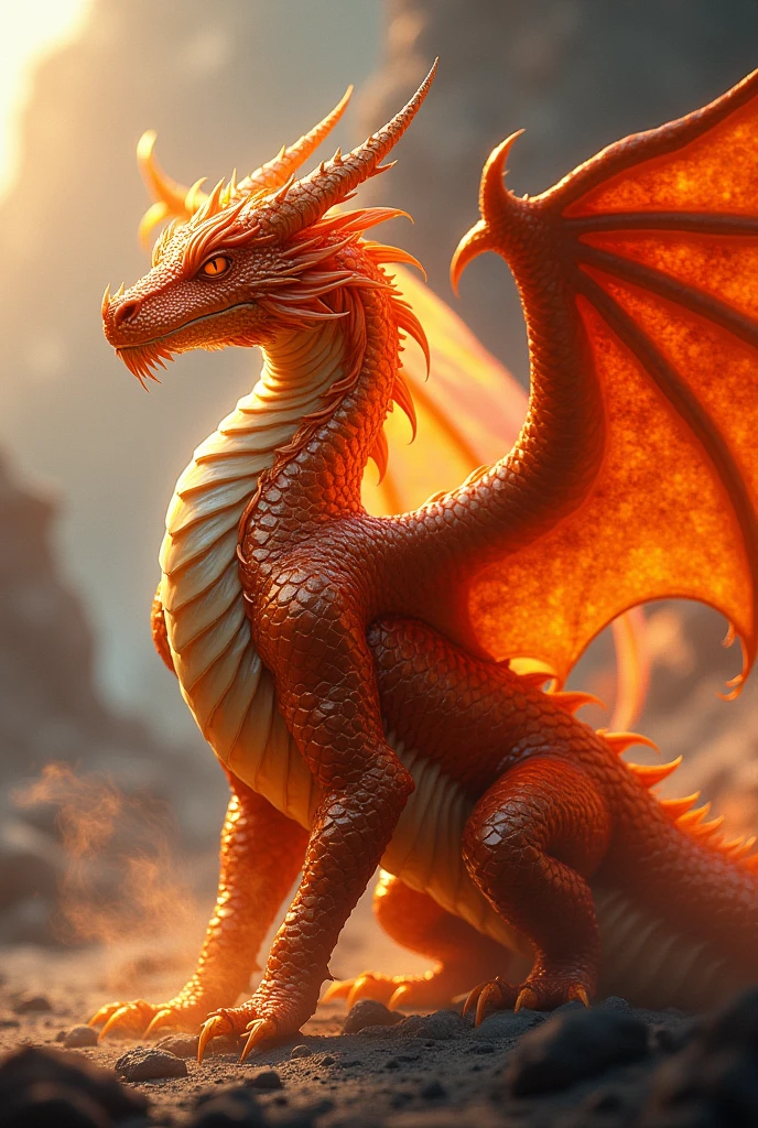 Fire topaz dragon with red and wings