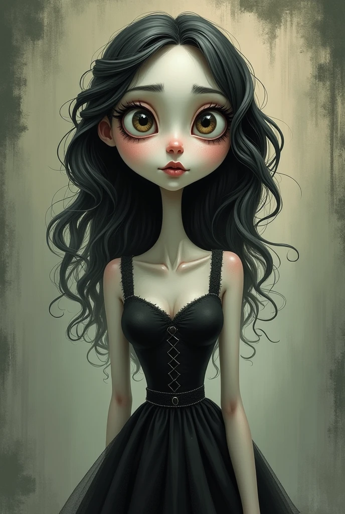 Emili from Corpse Bride Living style drawing by Tim Burton