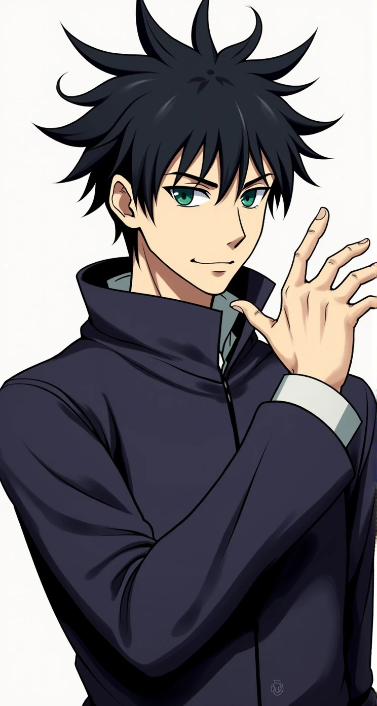 Thin-faced man, thin straight nose, upper lips thinner than lower lips, greenish eyes with long eyelashes, brown hair